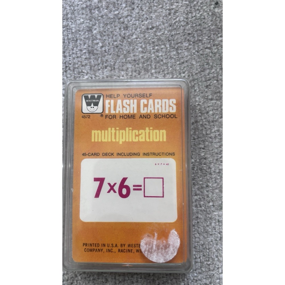 VINTAGE WHITMAN Help Yourself MULTIPLICATION FLASH CARDS Retro Hard Case
